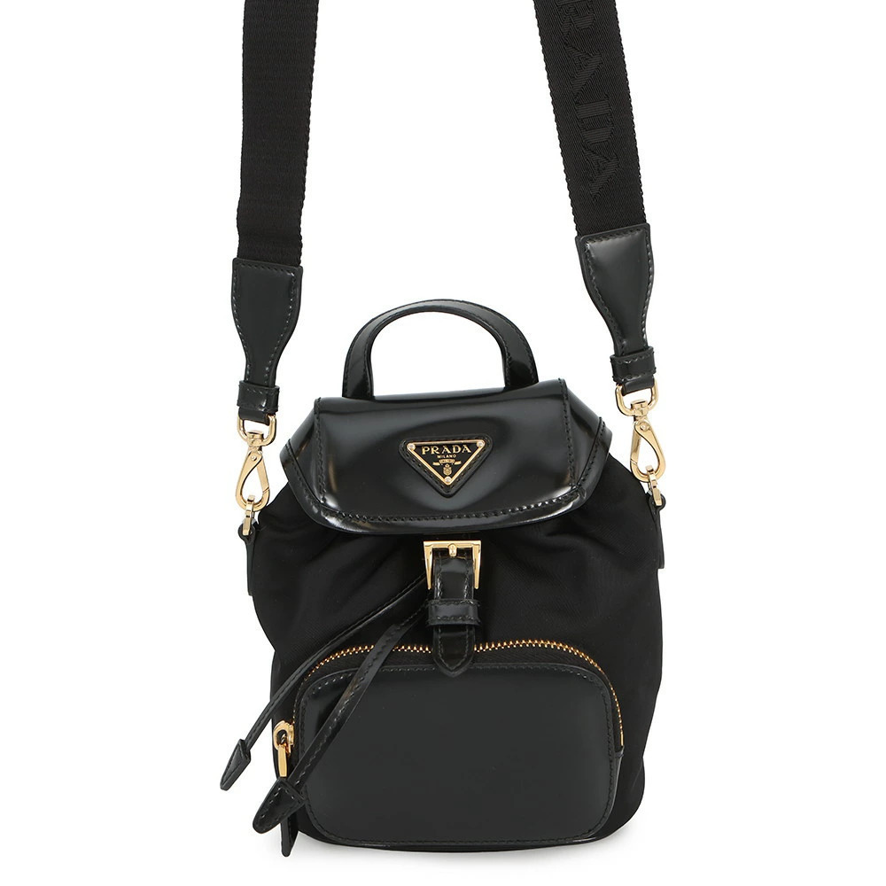 Prada Shoulder Bag Re Backpack Leather Black Body